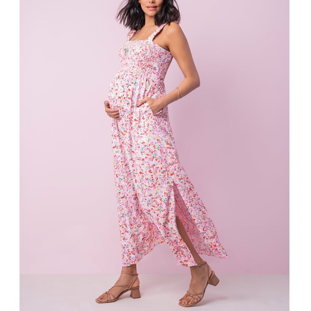 Seraphine Lolly Pink Floral Maternity Maxi Dress Size 6